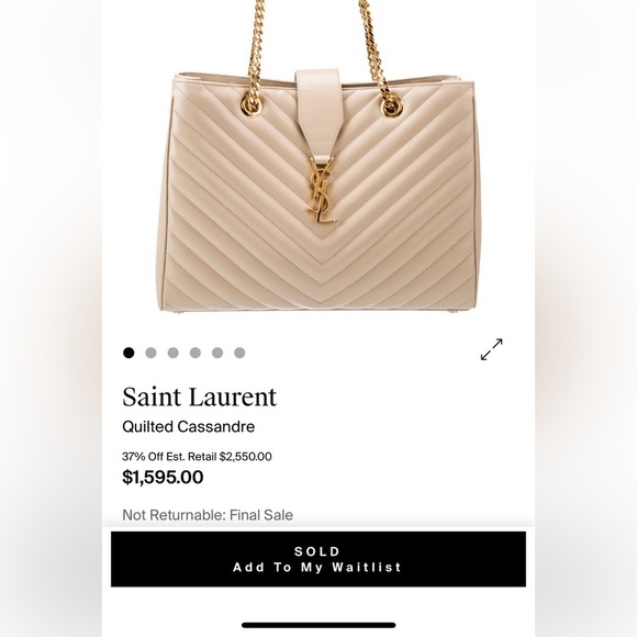 Reserved-Saint Laurent Monogram Shopper Tote Bag Quilted Tan - Picture 14 of 17